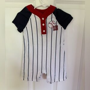 Adorable Baseball White and Blue Baby Bodysuit - Size 12 months